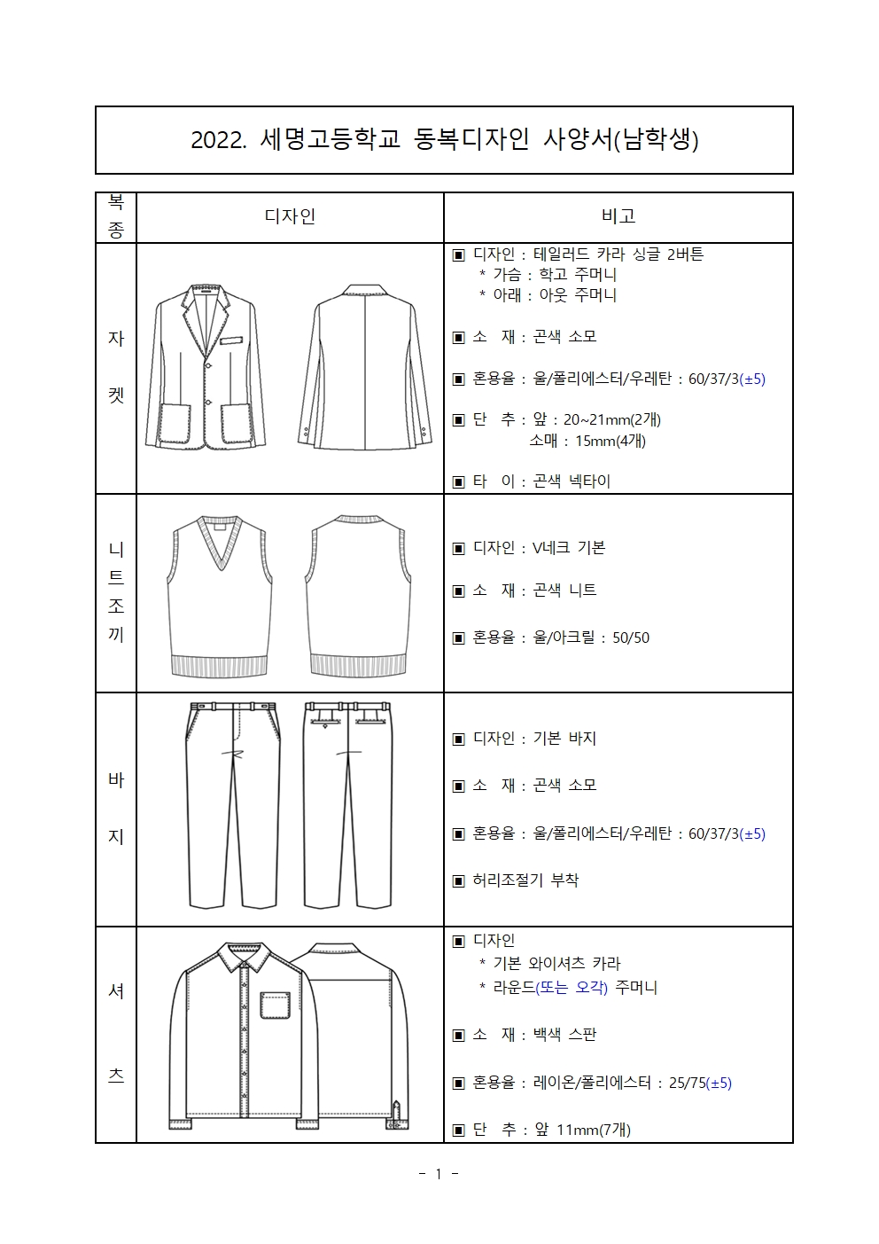 2022. 세명고등학교 교복디자인 사양서(1)001