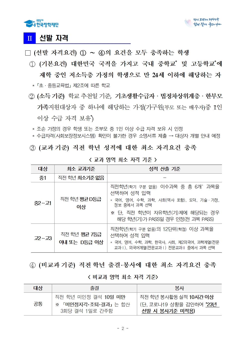 [세명고등학교-3655 (첨부) 충청북도교육청 재정복지과] 1. (한국장학재단) 2023년 꿈 장학금 선발 공고002