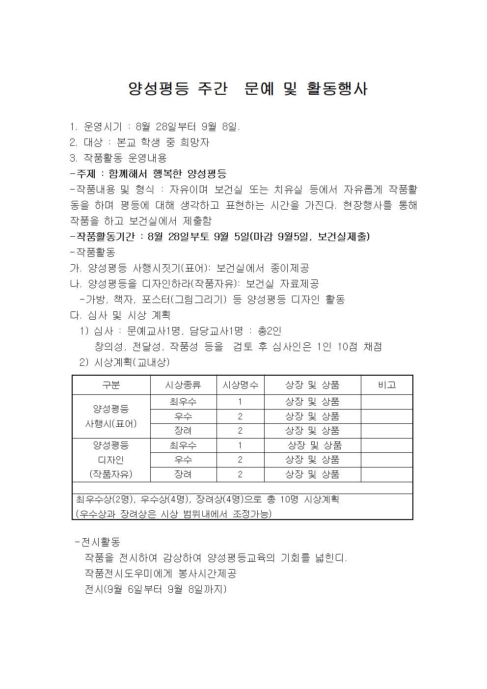 양성평등 주간  문예 및 활동행사안내 001